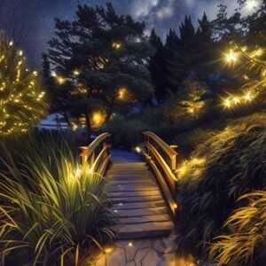 7.5x7.5 in - Twinkling Glowy Gold Holiday Bridge Graphic Paper Print Out